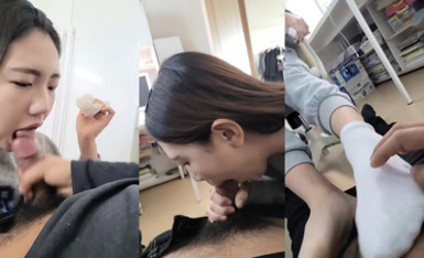 韓國情侶自拍流出！妹子很清純漂亮，長得有點像楊穎，給男友打飛機和口交，遺憾的是沒有啪啪畫面