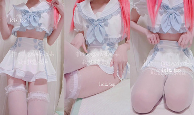 軟甜糯米糍 白絲愛心露臍服