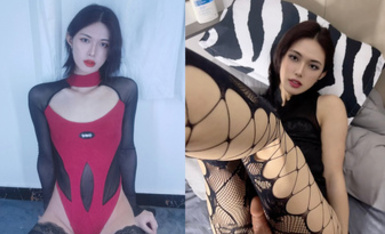 長很像阿朱的超高顏值廣州TS【桃子吖】與金主 女閨蜜啪啪合集 (1)