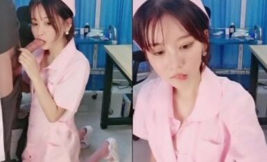 气质美女米拉剧情演绎小护士和医生，椅子上张开双腿振动棒磨蹭